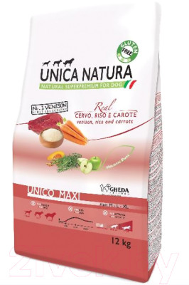 Сухой корм для собак Unica Natura Maxi олень, рис, морковь - фото 1 - id-p220007707