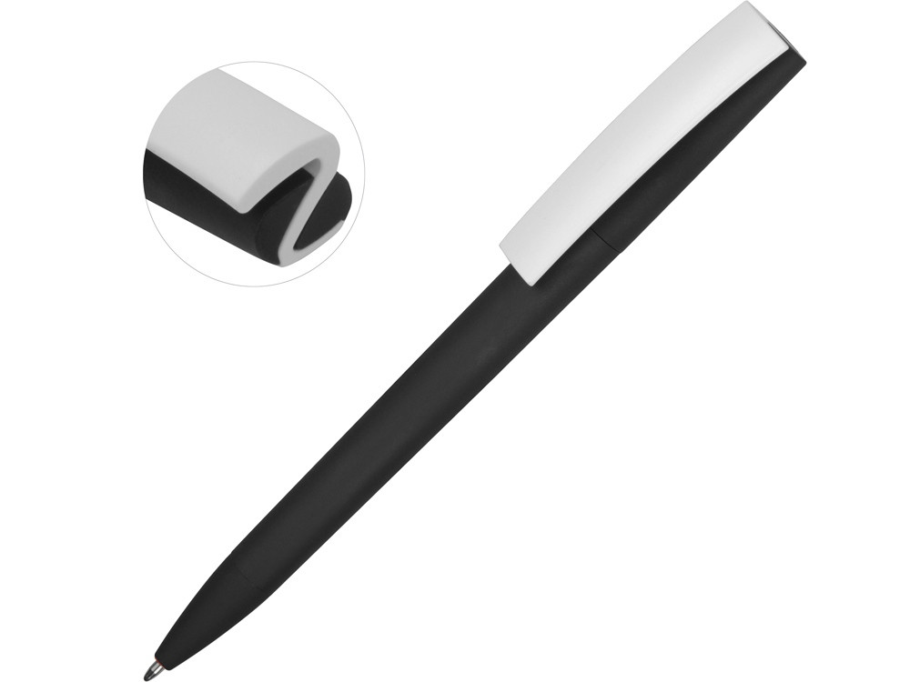 Ручка пластиковая soft-touch шариковая Zorro, черный/белый - фото 1 - id-p220022868