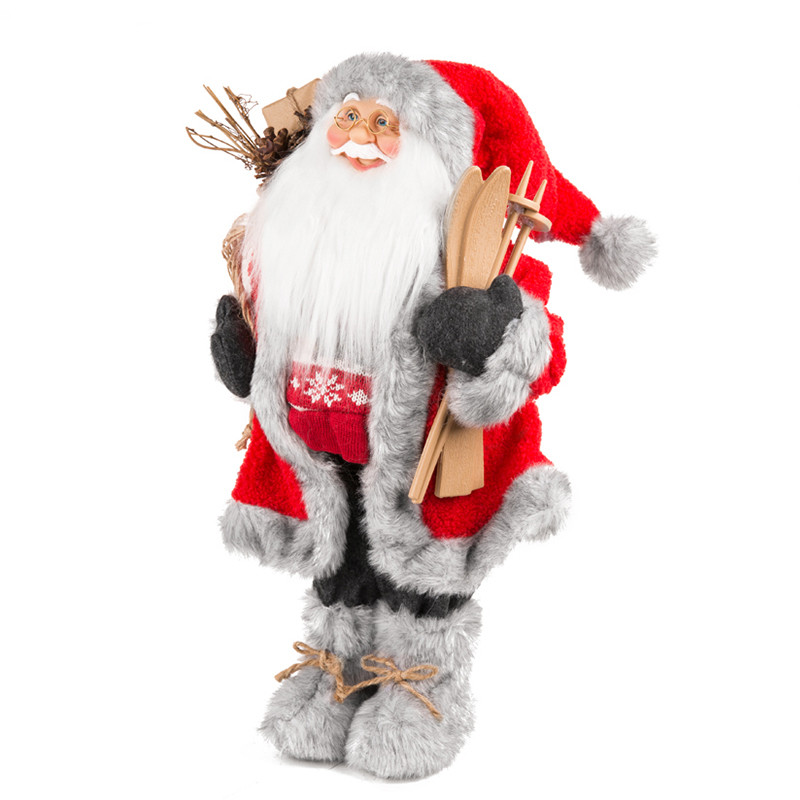 Дед Мороз в красной шубке с лыжами и подарками, 45 см (21831-45) - фото 1 - id-p220022384
