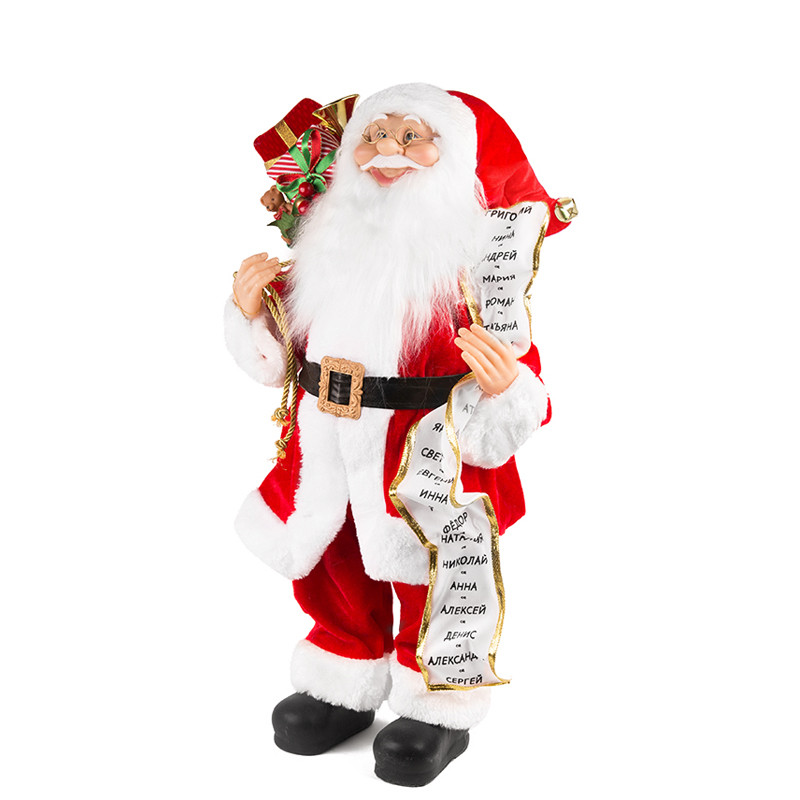 Дед Мороз в красной шубке с подарками и списком, 45 см (21840-45) - фото 1 - id-p220022428