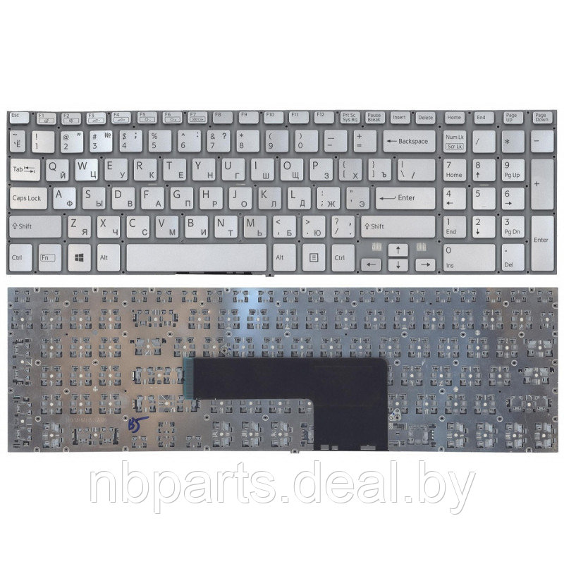 Клавиатура для ноутбука Sony SVF15A, серебристая, RU - фото 1 - id-p209906097