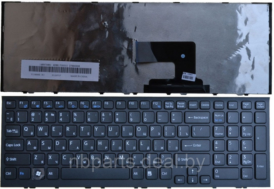 Клавиатура для ноутбука Sony VPC-EH, чёрная, с рамкой, RU - фото 1 - id-p111776696