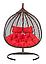 Подвесное двухместное кресло-кокон ФИДЖИ ротанг коричневый, подушка красная, фото 2