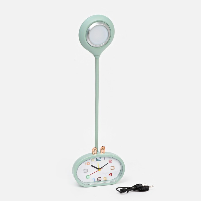 Часы-светильник "Элеанор", с будильником, подсветкой, 800 мАч, 3 режима, дискретный ход, USB - фото 2 - id-p220025767