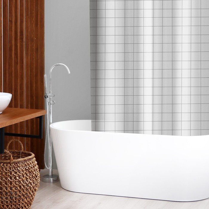 Штора для ванной SAVANNA «Квадро», 180×180 см, EVA, цвет белый - фото 1 - id-p220025981