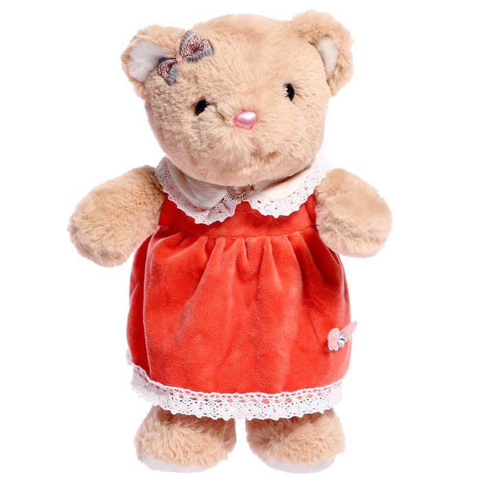 Мягкая игрушка "Мишка" в красном платье, 30 см - фото 1 - id-p220026070