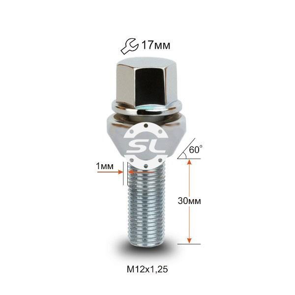 Болт крепления колеса М12*1,25*30 эксцентрик ключ 17 - фото 1 - id-p220029780