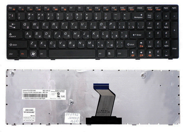 Клавиатура для ноутбука Lenovo IdeaPad Z510, S510, S500, G505S, черная с серебристой рамкой, RU - фото 1 - id-p220036153