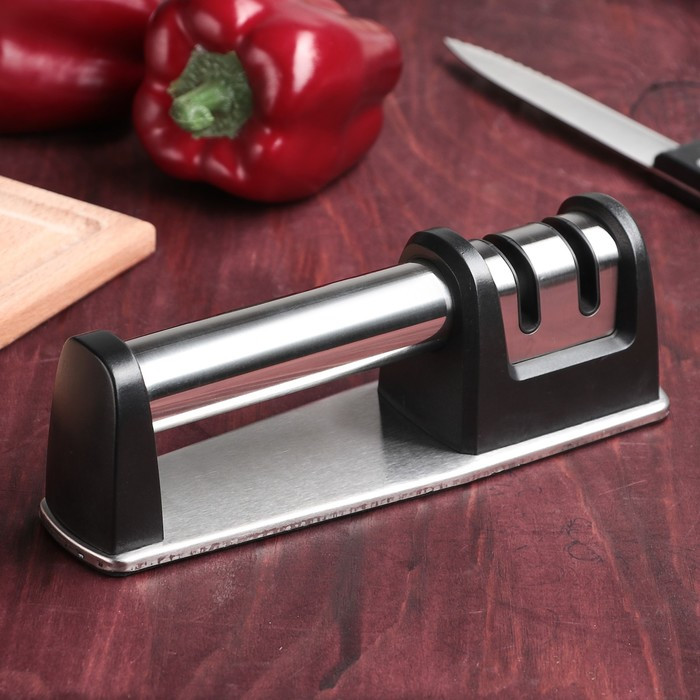 Заточка для ножей Magistro «Металлик», с 2 отделениями для стальных и керамических ножей - фото 1 - id-p220036257