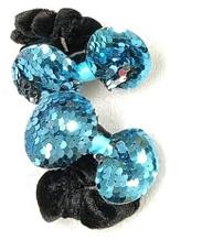 Резинки бархатные для волос с бантом пайетками Голубой красивые пара