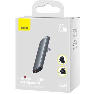 Сетевое зарядное устройство Baseus GaN5 Pro Ultra-Slim Fast Charger C+U 65W (Overseas Edition) с кабелем - фото 6 - id-p220036549