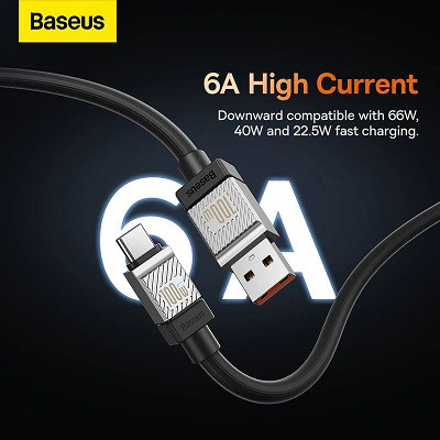 Кабель Baseus CoolPlay Series Fast Charging Cable USB - Type-C 100W 1m (CAKW000601) черный - фото 5 - id-p220036561