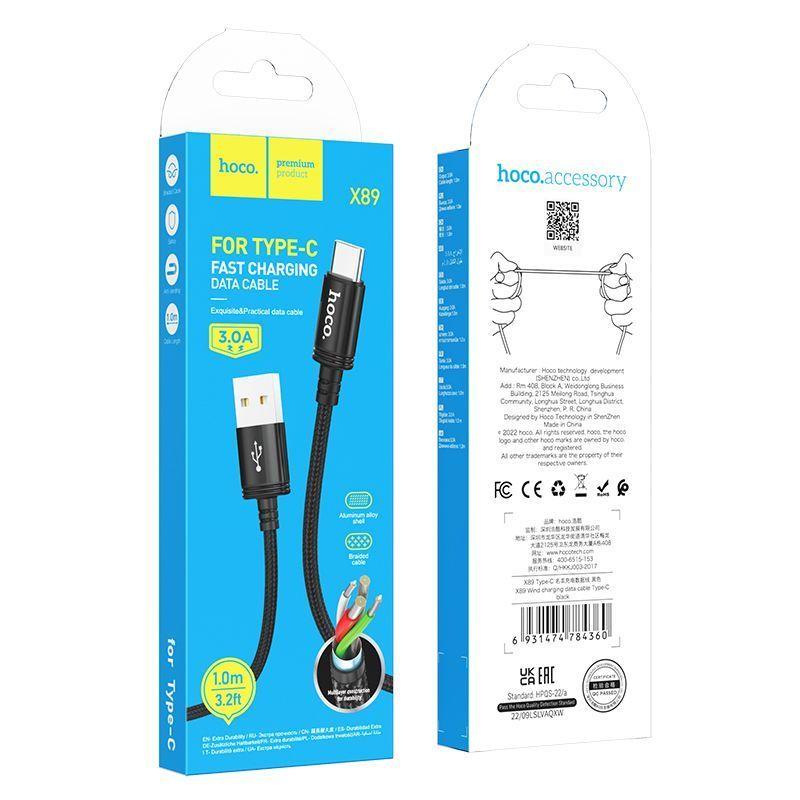 USB дата-кабель USB на Type-C Hoco X89 зарядка и передача данных