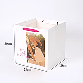 Пакет-переноска "Let's love", 28*28*30 см, розовые ручки