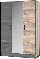 Шкаф распашной НК-Мебель Hugo 3-х дверный 72505191 (дуб гранж/железный камень)