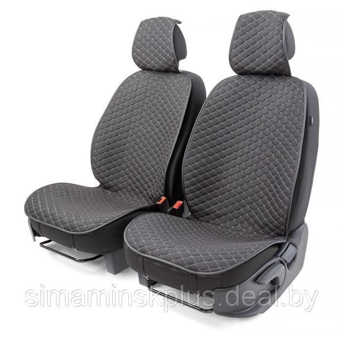 Накидки на передние сиденья Car Performance, 2 шт, fiberflax (лен), ромб, чёрный - фото 1 - id-p220038371