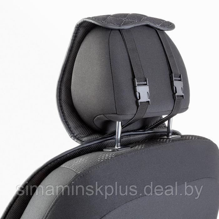 Накидки на передние сиденья Car Performance, 2 шт, fiberflax (лен), ромб, чёрный - фото 4 - id-p220038371