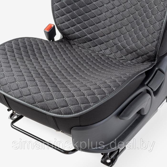 Накидки на передние сиденья Car Performance, 2 шт, fiberflax (лен), ромб, чёрный - фото 5 - id-p220038371