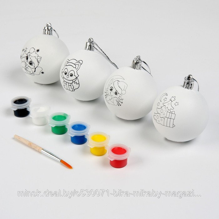 Набор для творчества Елочные шары под раскраску «Пусть сбудутся мечты», набор 4 шт - фото 2 - id-p220039190