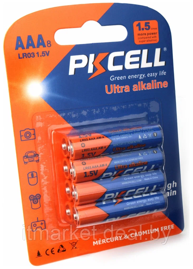 Батарейка PKCELL LR03-8B (AAA, 8шт в блистере) - фото 1 - id-p220039260