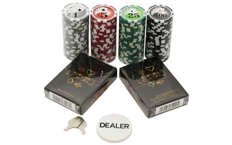 Набор для покера Фабрика Покера, 100, 11,5гр., с номиналом - фото 3 - id-p218186440
