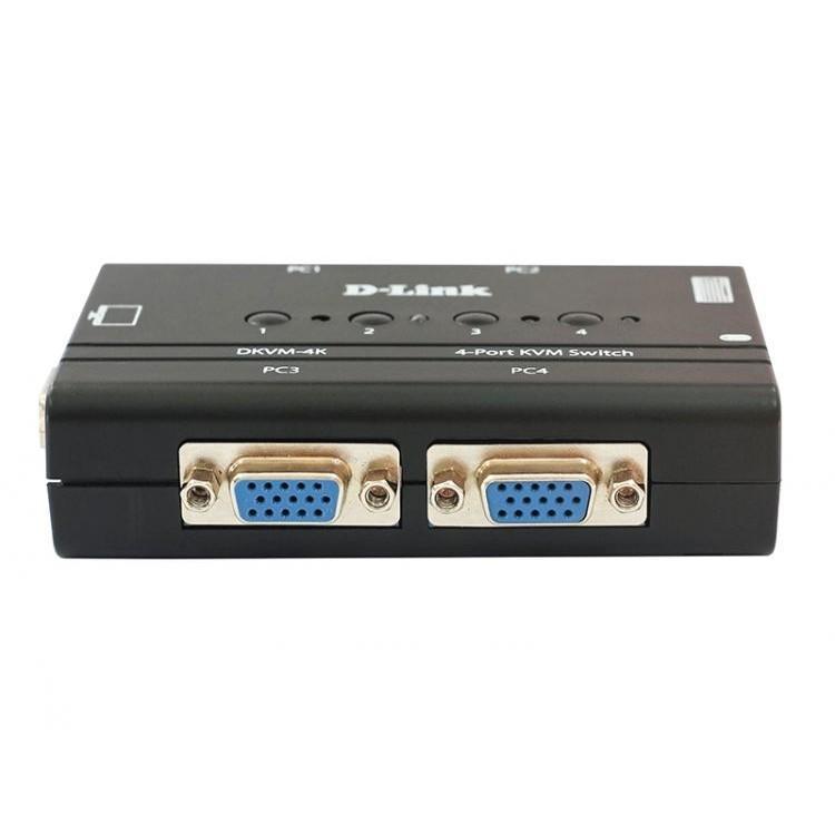 D-Link DKVM-4K/B3A 4-портовый KVM-переключатель с портами VGA и PS/2 - фото 1 - id-p212733644