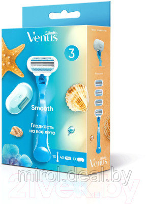 Набор для бритья Gillette VENUS Бритва + Сменные кассеты для бритья 3шт + Чехол - фото 4 - id-p220042147