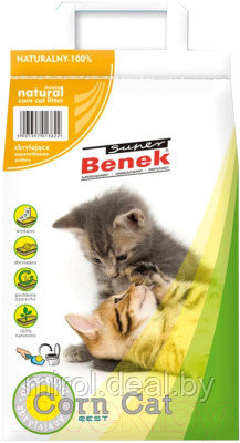 Наполнитель для туалета Super Benek Corn Cat натуральный - фото 1 - id-p220042719