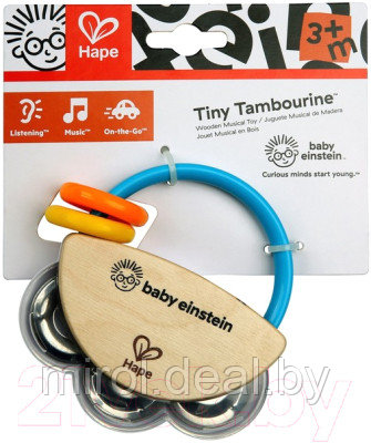 Музыкальная игрушка Hape Бубен и погремушка для малышей 2 в 1 / 12011_HP - фото 3 - id-p220042727