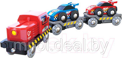 Набор игрушечных автомобилей Hape Транспортер гоночной машины / E3735-HP - фото 1 - id-p220042835