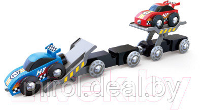 Набор игрушечных автомобилей Hape Транспортер гоночной машины / E3735-HP - фото 2 - id-p220042835
