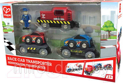 Набор игрушечных автомобилей Hape Транспортер гоночной машины / E3735-HP - фото 4 - id-p220042835
