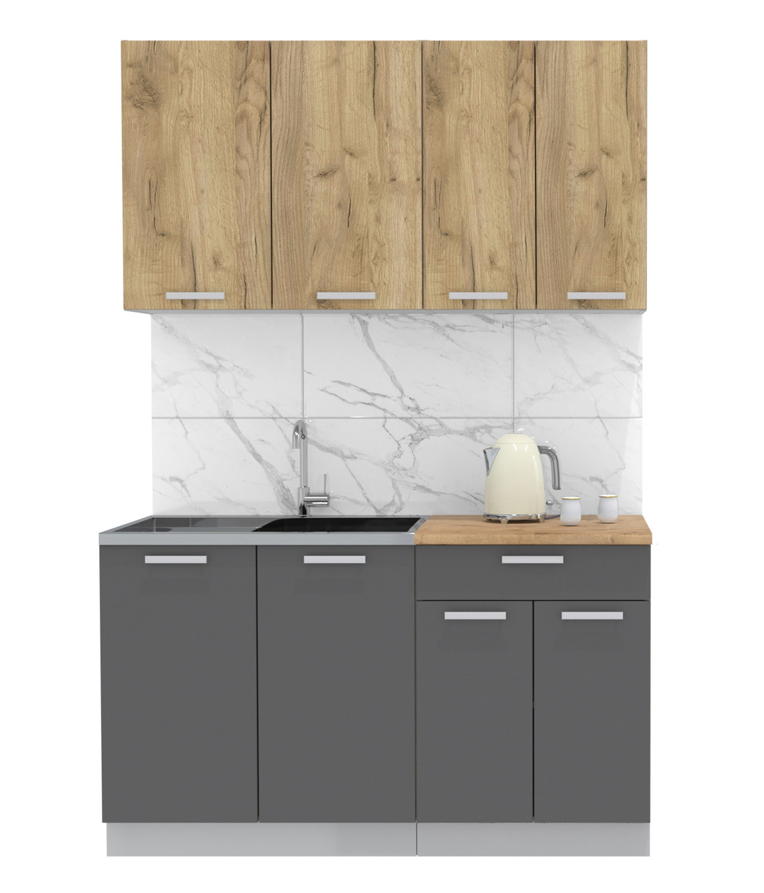 Кухня готовая Мила Лайт 1.4м ЛДСП Дуб золотой - Графит