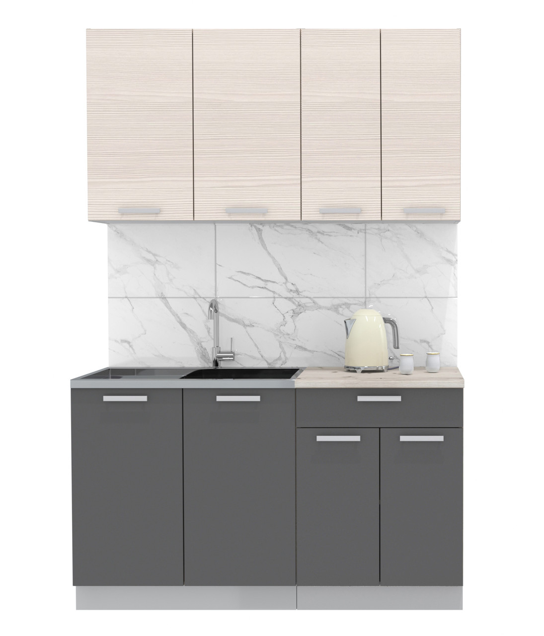 Кухня готовая Мила Лайт 1.4м ЛДСП Вудлайн - Графит