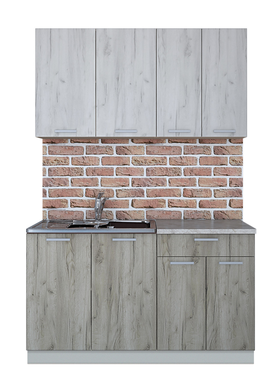 Кухня готовая Мила Лайт 1.4м ЛДСП Дуб белый - Дуб серый