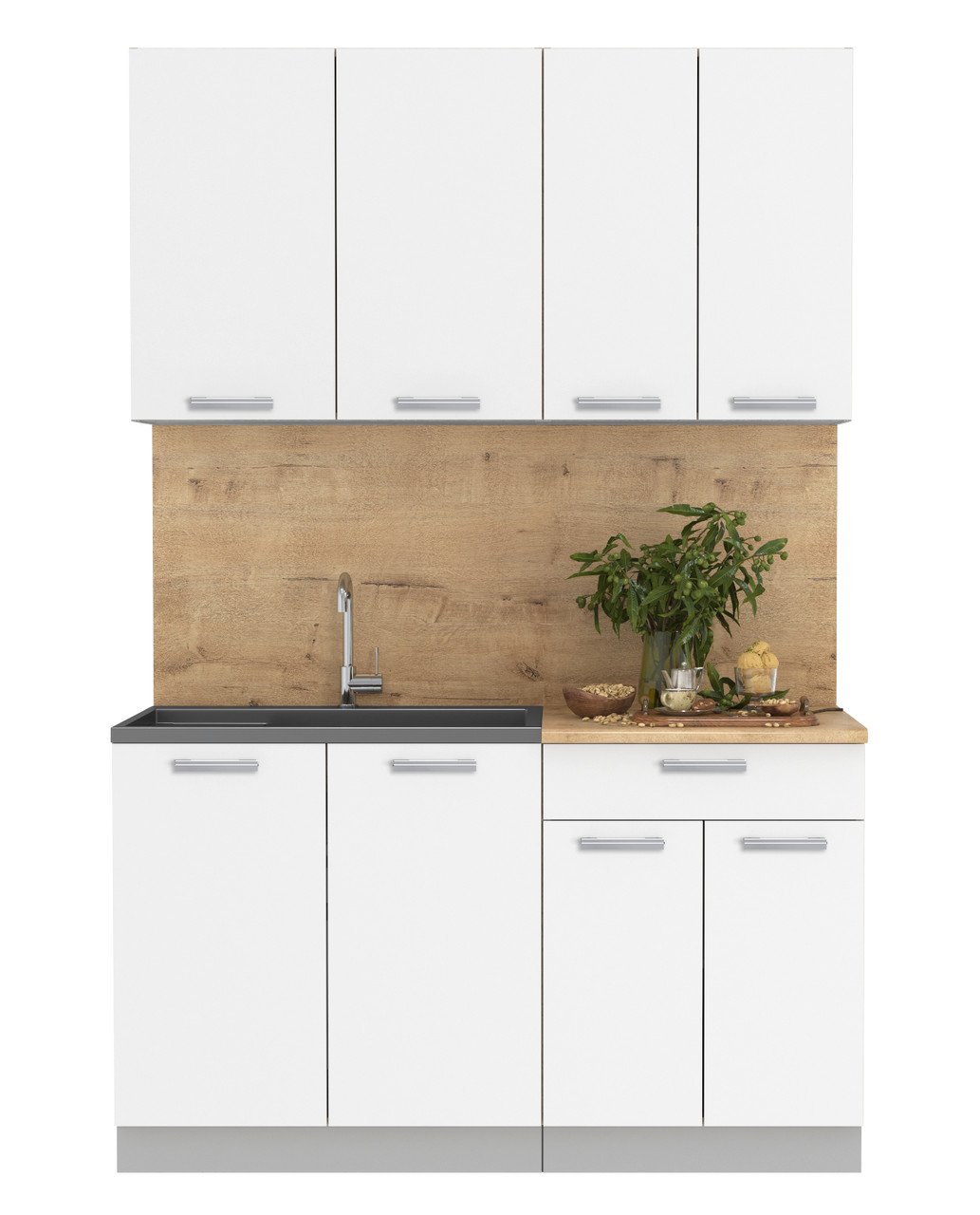 Кухня готовая Мила Лайт 1.4м ЛДСП Белый платинум