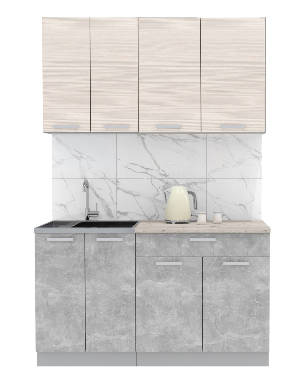 Кухня готовая Мила Лайт 1.4м-60 Вудлайн - Бетон