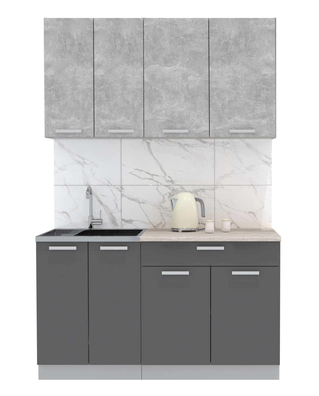 Кухня готовая Мила Лайт 1.4м-60 Бетон - Графит