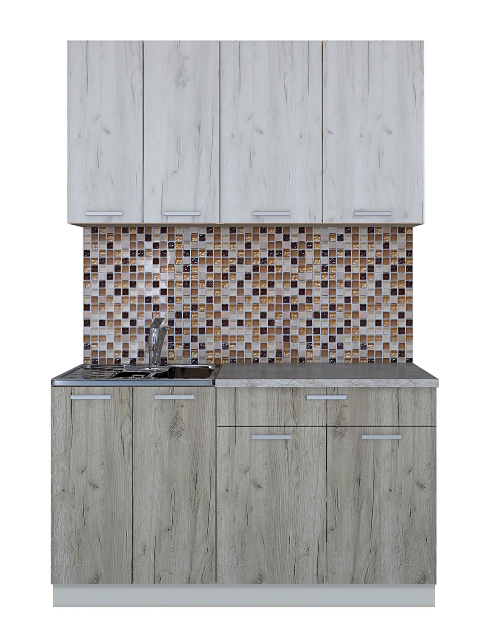 Кухня готовая Мила Лайт 1.4м-60 Дуб серый - Дуб белый