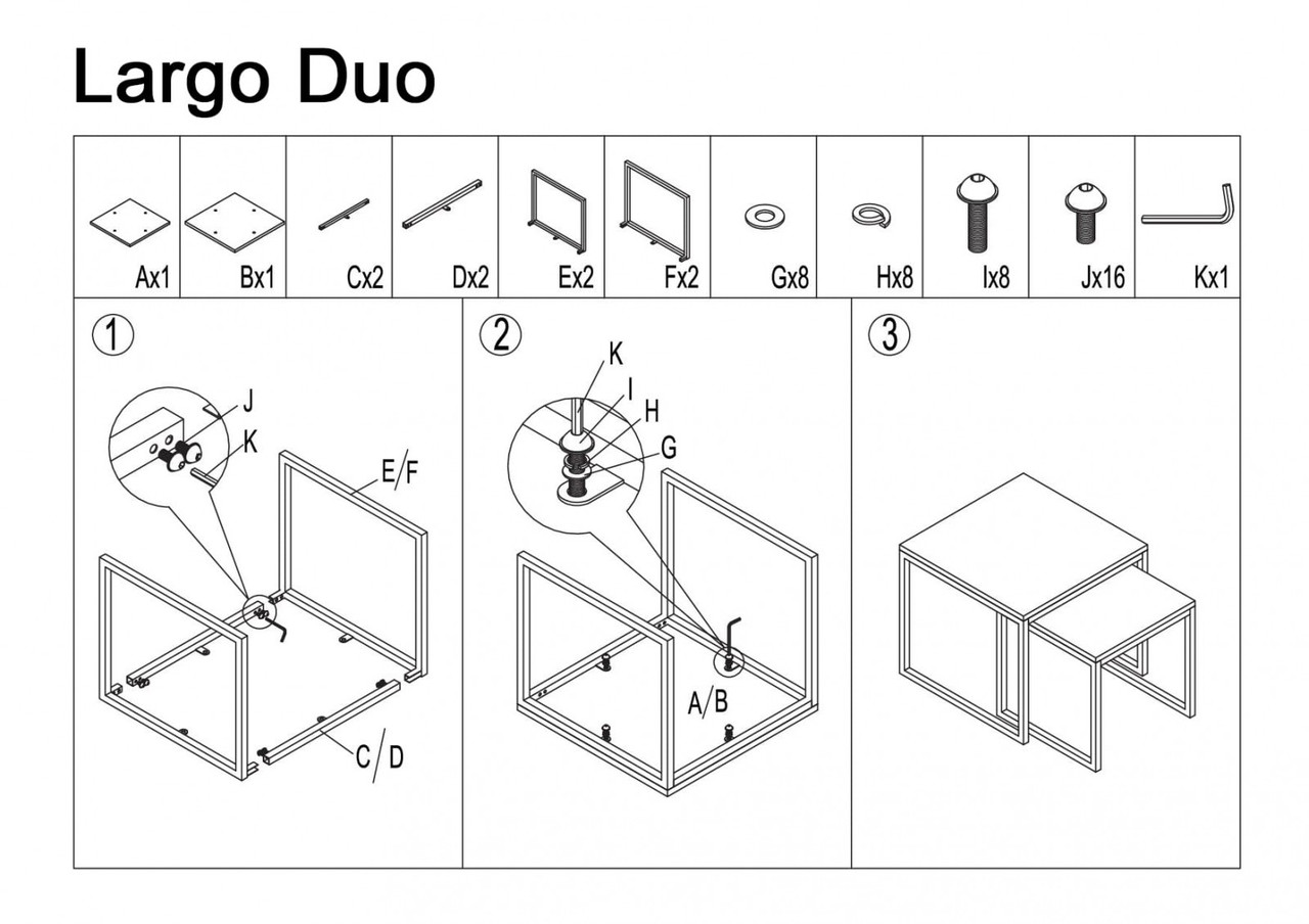 Комплект Signal LARGO DUO, 2 стола журнальных (дуб/черный) - фото 2 - id-p220047703