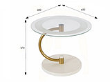 Стол журнальный МЕБЕЛИК Дуэт 13Н (золото/слоновая кость/прозрачный), фото 3