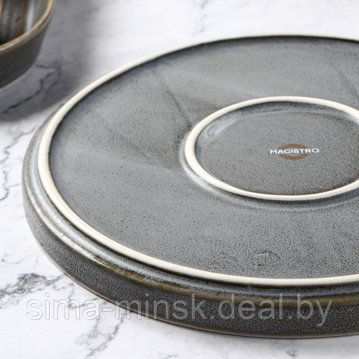 Тарелка фарфоровая обеденная Magistro Urban, d=22,5 см, цвет серый - фото 6 - id-p220050291