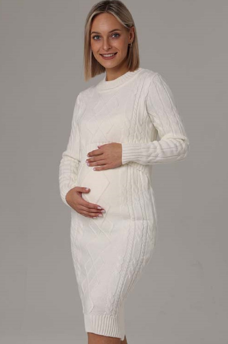 2-НМ 06210 Платье для беременных и кормящих молочный - фото 3 - id-p220050813