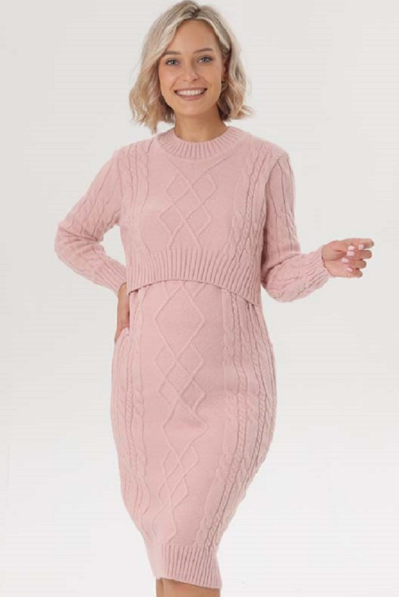 2-НМ 06210 Платье для беременных и кормящих розовый, фото 1