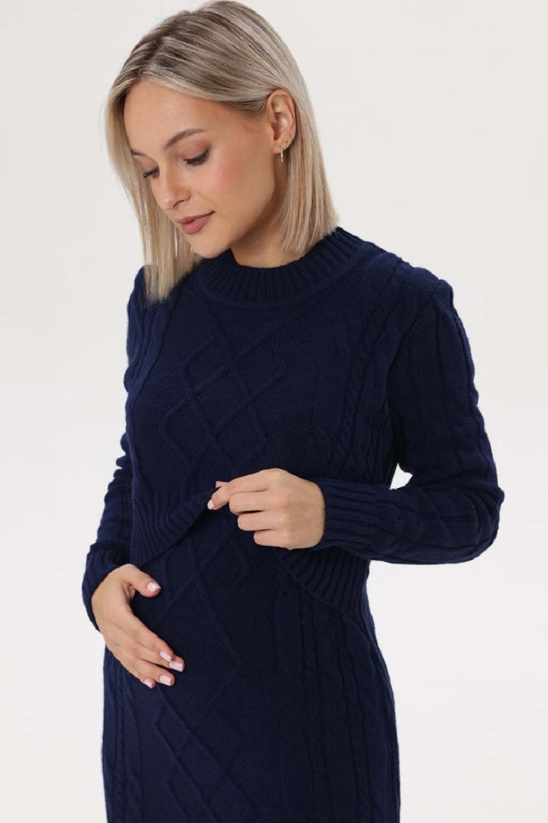 2-НМ 06210 Платье для беременных и кормящих тёмно-синий - фото 6 - id-p220050826