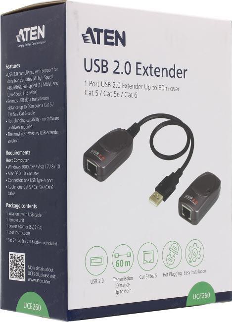 ATEN UCE260 Удлинитель, USB 2.0, 60 метр., со скоростями передачи данных, соответствующим High Speed (480 - фото 1 - id-p203917477