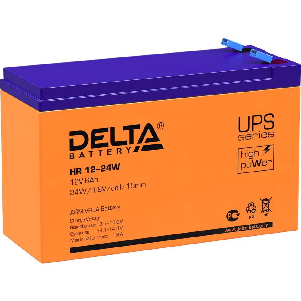 Аккумуляторная батарея Delta. Battery DELTA HR 12-24 W (12V 6Ah), 12V voltage, 6A*h capacity, 90x70x107mm, - фото 1 - id-p203914576