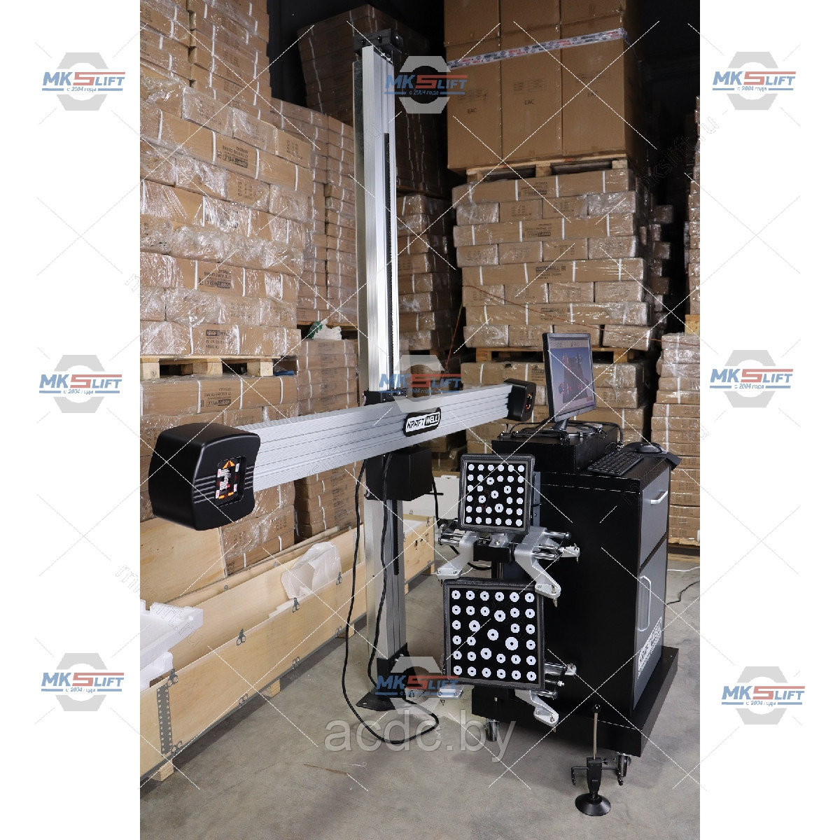Стенд сход-развал 3D двухкамерный с кабинетом и алюминиевой стойкой с лифтом KraftWell - фото 6 - id-p220051487