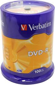 Verbatim Диски DVD-R 4.7Gb 16-х, 100 шт, Cake Box (43549)