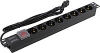 Exegate ServerPro PDU-19H806 Al-8S-C14-3-SW EX280845RUS Блок силовых розеток 19" чёрный 1U 8 евророзеток